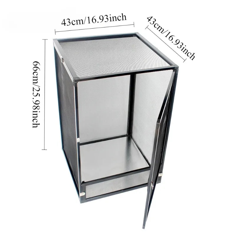 Aluminium Terrarium 43x43x66cm – Netzgehege für Chamäleons & Reptilien
