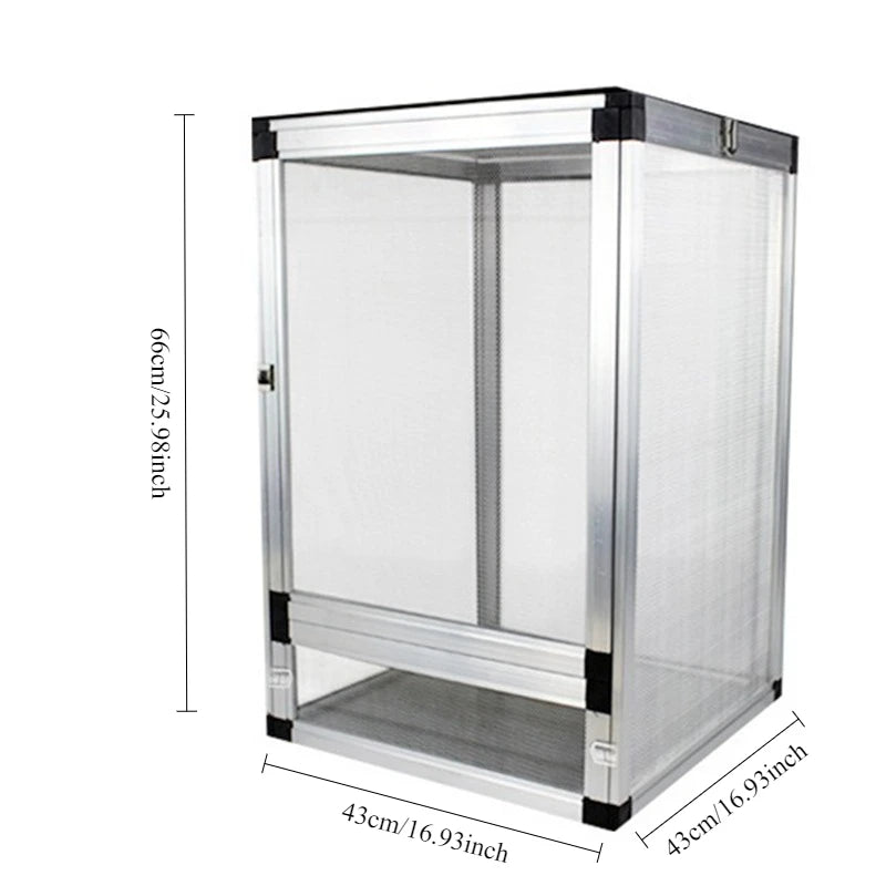 Aluminium Terrarium 43x43x66cm – Netzgehege für Chamäleons & Reptilien